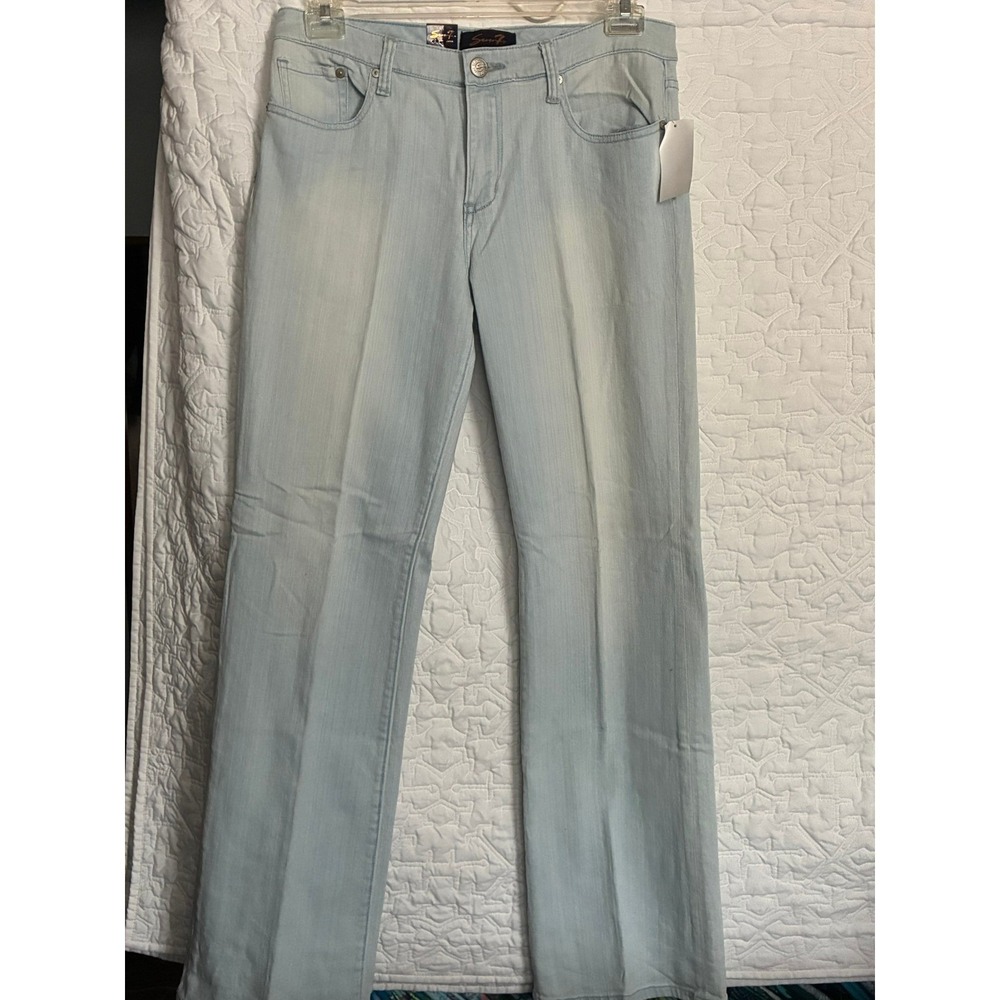 Seven7 Premium Denim Flare Jeans Light Wash Aspen Blue Size 10 NWT